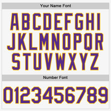 Laden Sie das Bild in den Galerie-Viewer, Custom White Purple-Gold Authentic Sleeveless Baseball Jersey