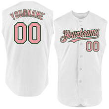 Charger l'image dans la galerie, Custom White Medium Pink-Green Authentic Sleeveless Baseball Jersey