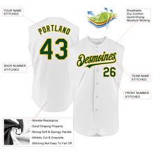 Charger l'image dans la galerie, Custom White Green-Gold Authentic Sleeveless Baseball Jersey