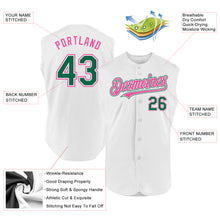 Laden Sie das Bild in den Galerie-Viewer, Custom White Kelly Green-Pink Authentic Sleeveless Baseball Jersey