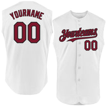 Charger l'image dans la galerie, Custom White Crimson-Black Authentic Sleeveless Baseball Jersey