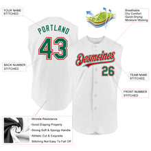 Laden Sie das Bild in den Galerie-Viewer, Custom White Kelly Green-Red Authentic Sleeveless Baseball Jersey