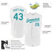 Charger l'image dans la galerie, Custom White Teal Authentic Sleeveless Baseball Jersey