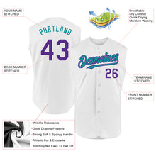 Charger l'image dans la galerie, Custom White Purple-Teal Authentic Sleeveless Baseball Jersey