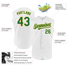Laden Sie das Bild in den Galerie-Viewer, Custom White Kelly Green-Gold Authentic Sleeveless Baseball Jersey