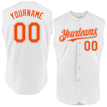 Laden Sie das Bild in den Galerie-Viewer, Custom White Orange-Gray Authentic Sleeveless Baseball Jersey