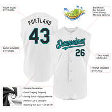 Charger l'image dans la galerie, Custom White Black-Teal Authentic Sleeveless Baseball Jersey