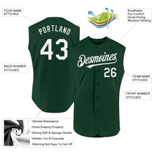 Laden Sie das Bild in den Galerie-Viewer, Custom Green White Authentic Sleeveless Baseball Jersey