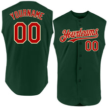Charger l'image dans la galerie, Custom Green Red-Cream Authentic Sleeveless Baseball Jersey
