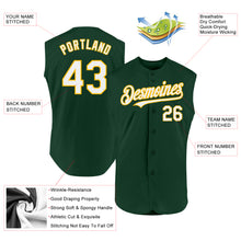 Charger l'image dans la galerie, Custom Green White-Gold Authentic Sleeveless Baseball Jersey