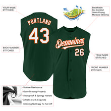 Charger l'image dans la galerie, Custom Green White-Orange Authentic Sleeveless Baseball Jersey