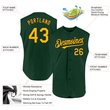 Charger l'image dans la galerie, Custom Green Gold-Black Authentic Sleeveless Baseball Jersey