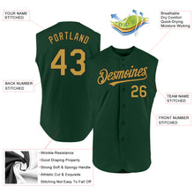 Load image into Gallery viewer, Custom Green Old Gold-Black Authentic Sleeveless Baseball Jersey