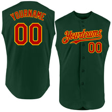 Charger l'image dans la galerie, Custom Green Red-Gold Authentic Sleeveless Baseball Jersey