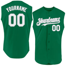 Charger l'image dans la galerie, Custom Kelly Green White-Gray Authentic Sleeveless Baseball Jersey