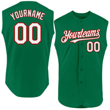 Charger l'image dans la galerie, Custom Kelly Green White-Red Authentic Sleeveless Baseball Jersey