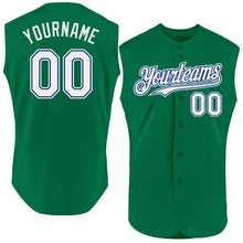 Laden Sie das Bild in den Galerie-Viewer, Custom Kelly Green White-Royal Authentic Sleeveless Baseball Jersey