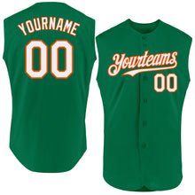 Charger l'image dans la galerie, Custom Kelly Green White-Orange Authentic Sleeveless Baseball Jersey