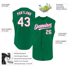 Laden Sie das Bild in den Galerie-Viewer, Custom Kelly Green White-Pink Authentic Sleeveless Baseball Jersey
