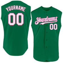 Laden Sie das Bild in den Galerie-Viewer, Custom Kelly Green White-Pink Authentic Sleeveless Baseball Jersey