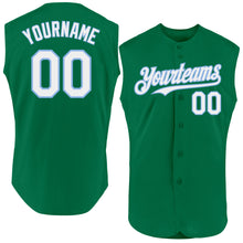 Charger l'image dans la galerie, Custom Kelly Green White-Light Blue Authentic Sleeveless Baseball Jersey