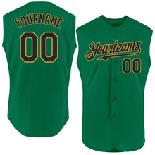 Charger l'image dans la galerie, Custom Kelly Green Black-Old Gold Authentic Sleeveless Baseball Jersey