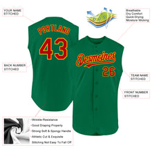 Load image into Gallery viewer, Custom Kelly Green Red-Gold Authentic Sleeveless Baseball Jersey