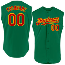 Load image into Gallery viewer, Custom Kelly Green Red-Gold Authentic Sleeveless Baseball Jersey