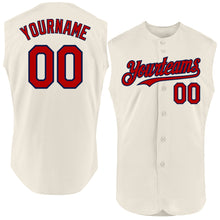 Laden Sie das Bild in den Galerie-Viewer, Custom Cream Red-Navy Authentic Sleeveless Baseball Jersey