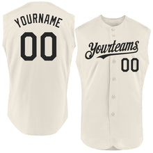 Charger l'image dans la galerie, Custom Cream Black Authentic Sleeveless Baseball Jersey