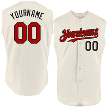 Laden Sie das Bild in den Galerie-Viewer, Custom Cream Red-Black Authentic Sleeveless Baseball Jersey