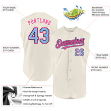 Charger l'image dans la galerie, Custom Cream Light Blue Black-Pink Authentic Sleeveless Baseball Jersey