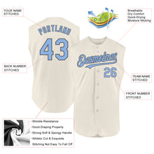 Laden Sie das Bild in den Galerie-Viewer, Custom Cream Light Blue-Steel Gray Authentic Sleeveless Baseball Jersey