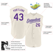 Charger l'image dans la galerie, Custom Cream Purple-Gray Authentic Sleeveless Baseball Jersey