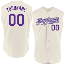 Charger l'image dans la galerie, Custom Cream Purple-Gray Authentic Sleeveless Baseball Jersey