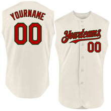 Charger l'image dans la galerie, Custom Cream Red-Green Authentic Sleeveless Baseball Jersey
