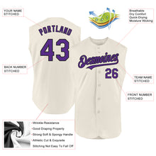 Charger l'image dans la galerie, Custom Cream Purple-Black Authentic Sleeveless Baseball Jersey