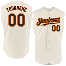Charger l'image dans la galerie, Custom Cream Black Orange-Old Gold Authentic Sleeveless Baseball Jersey