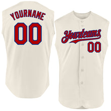 Charger l'image dans la galerie, Custom Cream Red-Royal Authentic Sleeveless Baseball Jersey