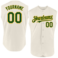 Charger l'image dans la galerie, Custom Cream Green-Gold Authentic Sleeveless Baseball Jersey