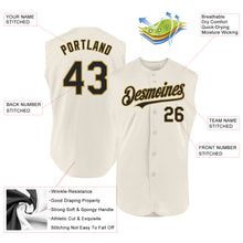 Laden Sie das Bild in den Galerie-Viewer, Custom Cream Black-Old Gold Authentic Sleeveless Baseball Jersey