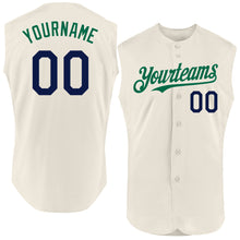 Charger l'image dans la galerie, Custom Cream Navy-Kelly Green Authentic Sleeveless Baseball Jersey