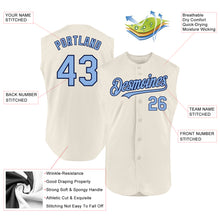 Laden Sie das Bild in den Galerie-Viewer, Custom Cream Light Blue-Navy Authentic Sleeveless Baseball Jersey
