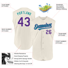 Charger l'image dans la galerie, Custom Cream Purple-Teal Authentic Sleeveless Baseball Jersey