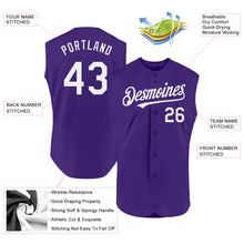 Charger l'image dans la galerie, Custom Purple White Authentic Sleeveless Baseball Jersey
