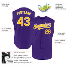Charger l'image dans la galerie, Custom Purple Gold-White Authentic Sleeveless Baseball Jersey