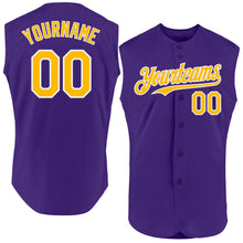 Charger l'image dans la galerie, Custom Purple Gold-White Authentic Sleeveless Baseball Jersey