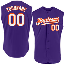 Charger l'image dans la galerie, Custom Purple White-Orange Authentic Sleeveless Baseball Jersey