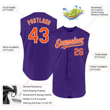 Charger l'image dans la galerie, Custom Purple Orange-White Authentic Sleeveless Baseball Jersey