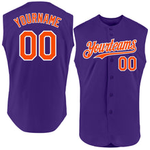 Charger l'image dans la galerie, Custom Purple Orange-White Authentic Sleeveless Baseball Jersey